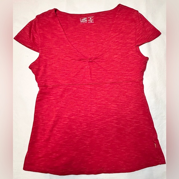Horny Toad Tops - Horny Toad Cap Sleeve V Neck Shirt Size Medium Red